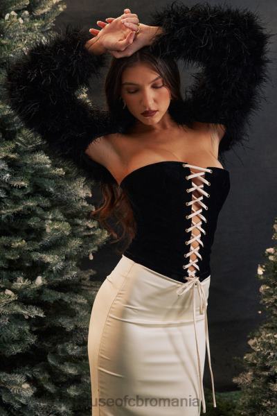 îmbrăcăminte House of CB rochie corset fără bretele jaina negru & vintage crem X4F68112