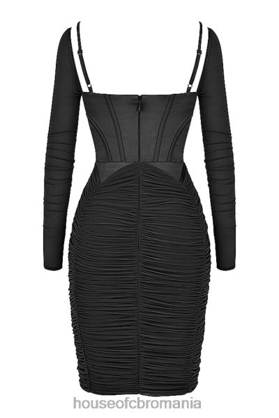 îmbrăcăminte House of CB rochie corset freyja neagră adunată X4F68526