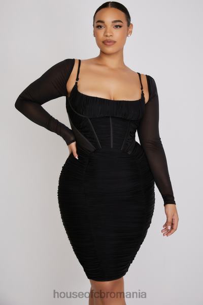 îmbrăcăminte House of CB rochie corset freyja neagră adunată X4F68526