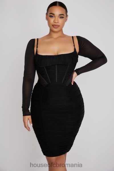îmbrăcăminte House of CB rochie corset freyja neagră adunată X4F68526
