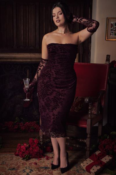 îmbrăcăminte House of CB rochie corset isadora black cherry devore X4F68351