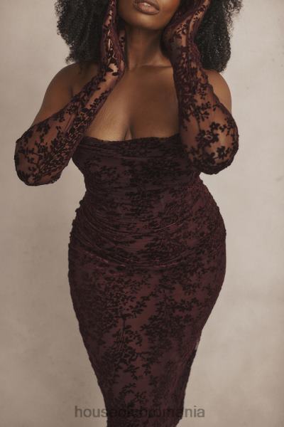 îmbrăcăminte House of CB rochie corset isadora black cherry devore X4F68351