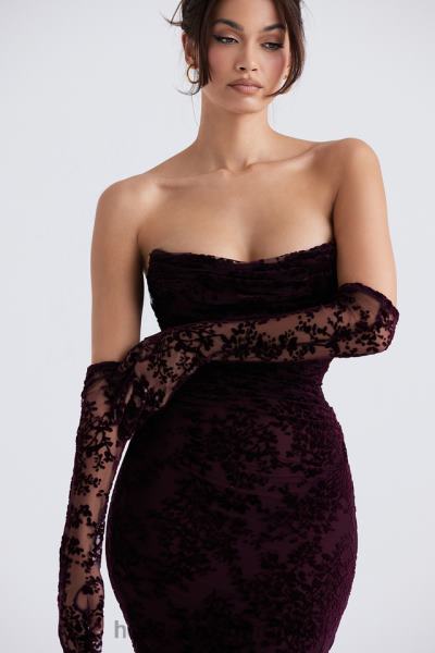 îmbrăcăminte House of CB rochie corset isadora black cherry devore X4F68351