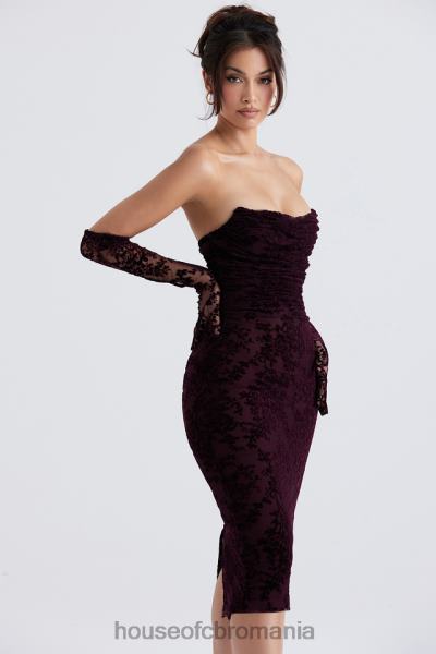 îmbrăcăminte House of CB rochie corset isadora black cherry devore X4F68351