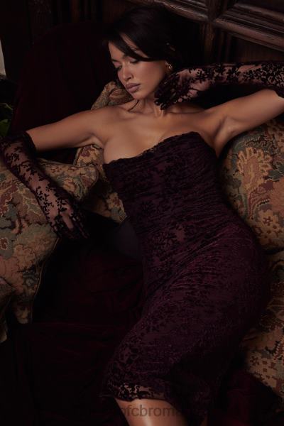 îmbrăcăminte House of CB rochie corset isadora black cherry devore X4F68351