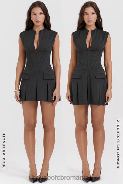 îmbrăcăminte House of CB rochie corset plisată eleanor cărbune X4F68160