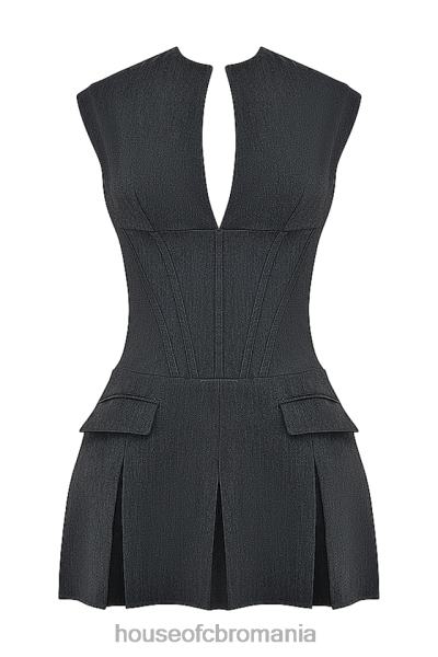 îmbrăcăminte House of CB rochie corset plisată eleanor cărbune X4F68160
