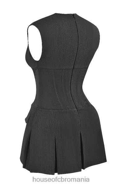 îmbrăcăminte House of CB rochie corset plisată eleanor cărbune X4F68160
