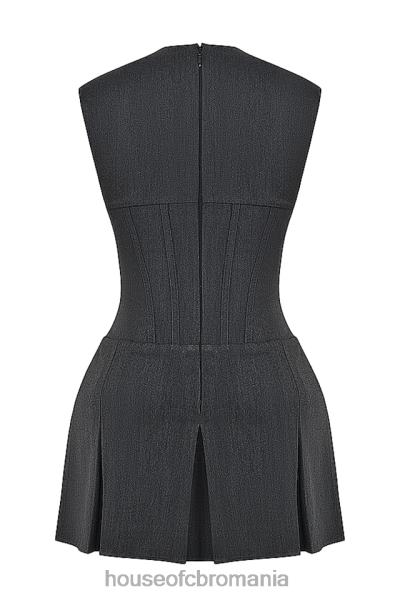 îmbrăcăminte House of CB rochie corset plisată eleanor cărbune X4F68160