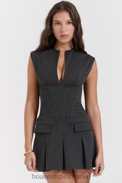 îmbrăcăminte House of CB rochie corset plisată eleanor cărbune X4F68160