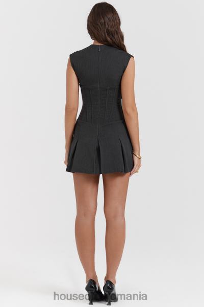 îmbrăcăminte House of CB rochie corset plisată eleanor cărbune X4F68160