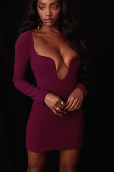 îmbrăcăminte House of CB rochie marcella merlot cu corset plonjant X4F68325