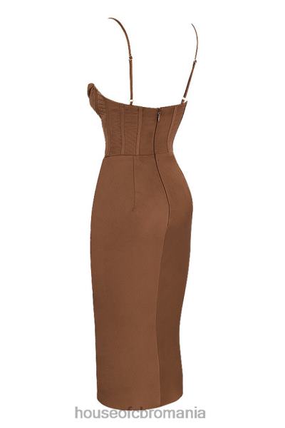 îmbrăcăminte House of CB rochie slip cu corset din satin ciocolata myrna X4F68568