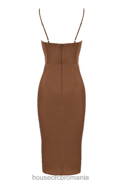 îmbrăcăminte House of CB rochie slip cu corset din satin ciocolata myrna X4F68568