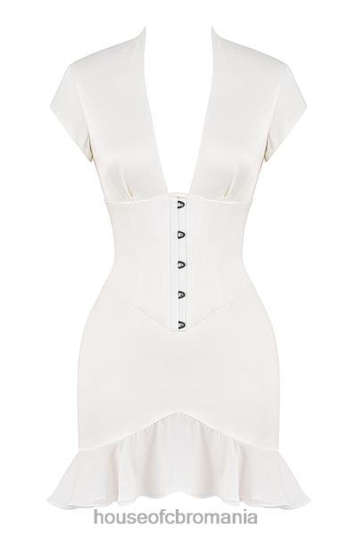 îmbrăcăminte House of CB rochie tip corset cu volane ivoire tianna X4F68401