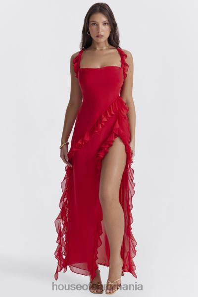 îmbrăcăminte House of CB rochie maxi ariela cherry volane X4F68239