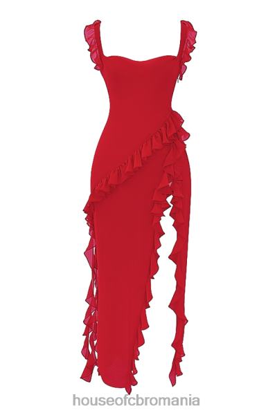 îmbrăcăminte House of CB rochie maxi ariela cherry volane X4F68239