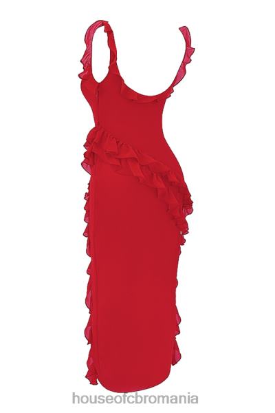 îmbrăcăminte House of CB rochie maxi ariela cherry volane X4F68239