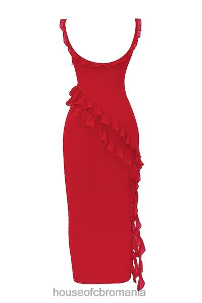 îmbrăcăminte House of CB rochie maxi ariela cherry volane X4F68239