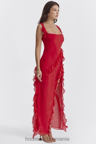 îmbrăcăminte House of CB rochie maxi ariela cherry volane X4F68239