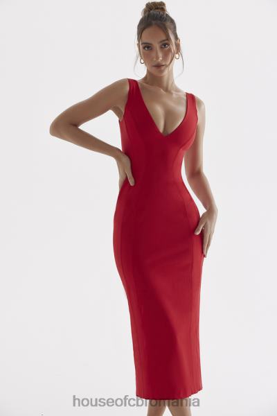 îmbrăcăminte House of CB rochie maxi cece cu trandafir rosu plonjat X4F68303