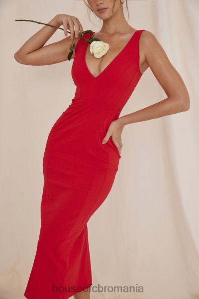 îmbrăcăminte House of CB rochie maxi cece cu trandafir rosu plonjat X4F68303