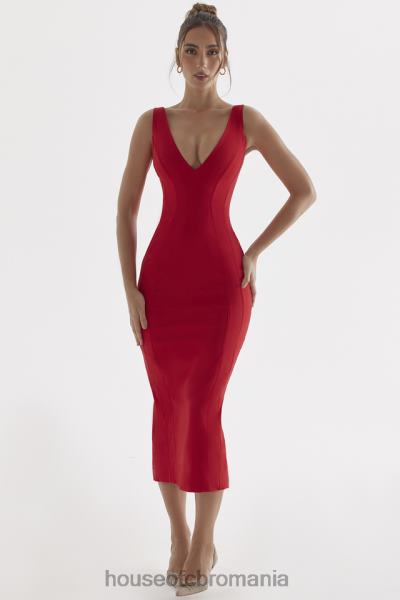 îmbrăcăminte House of CB rochie maxi cece cu trandafir rosu plonjat X4F68303