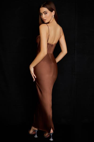 îmbrăcăminte House of CB rochie maxi corset ciocolata charmaine X4F68514