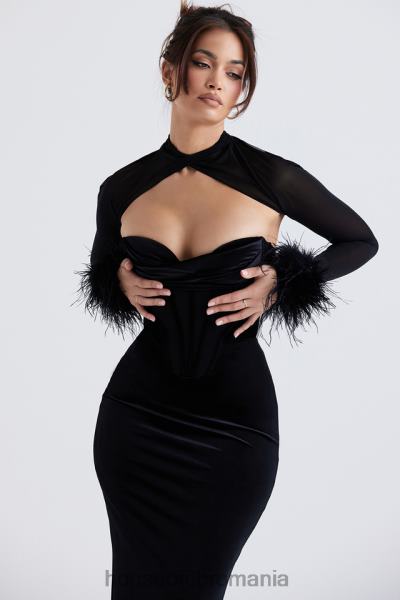 îmbrăcăminte House of CB rochie maxi corset din catifea neagra thalia X4F68355