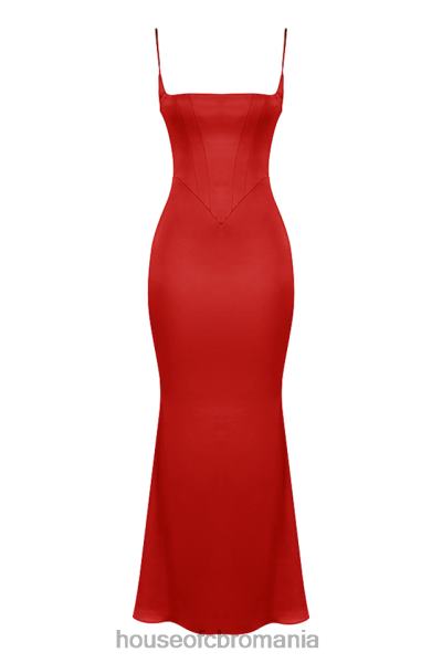 îmbrăcăminte House of CB rochie maxi corset din satin trandafir rosu olivette X4F68291