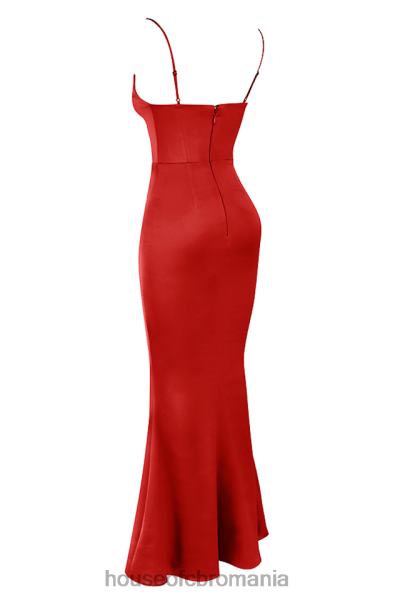 îmbrăcăminte House of CB rochie maxi corset din satin trandafir rosu olivette X4F68291