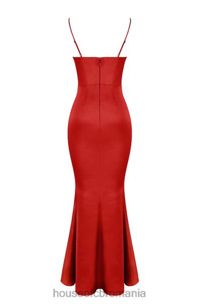 îmbrăcăminte House of CB rochie maxi corset din satin trandafir rosu olivette X4F68291
