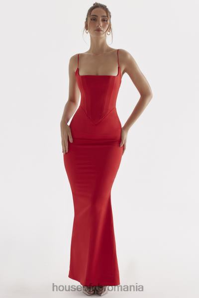 îmbrăcăminte House of CB rochie maxi corset din satin trandafir rosu olivette X4F68291
