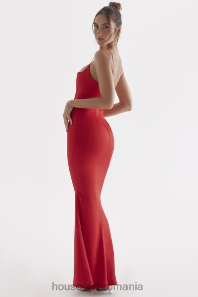 îmbrăcăminte House of CB rochie maxi corset din satin trandafir rosu olivette X4F68291