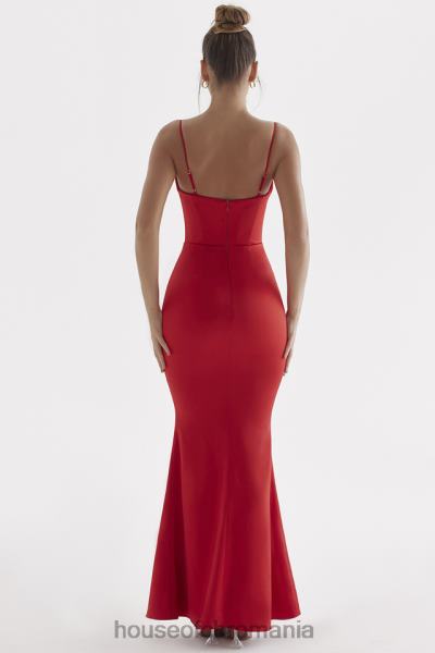 îmbrăcăminte House of CB rochie maxi corset din satin trandafir rosu olivette X4F68291