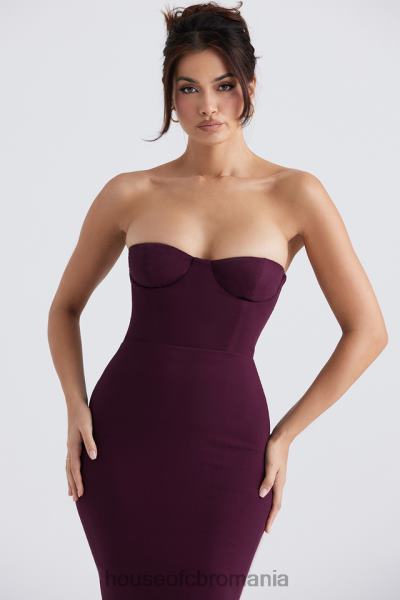 îmbrăcăminte House of CB rochie maxi corset fara bretele lucia grape X4F68342