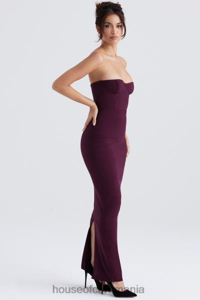 îmbrăcăminte House of CB rochie maxi corset fara bretele lucia grape X4F68342