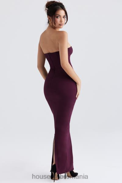 îmbrăcăminte House of CB rochie maxi corset fara bretele lucia grape X4F68342