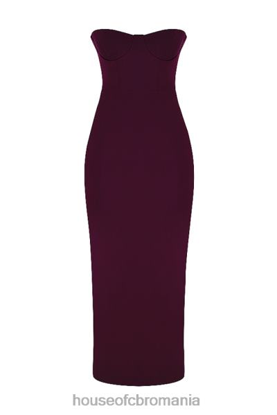 îmbrăcăminte House of CB rochie maxi corset fara bretele lucia grape X4F68342