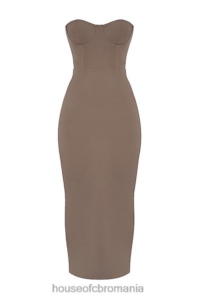 îmbrăcăminte House of CB rochie maxi corset fara bretele lucia taupe X4F68167