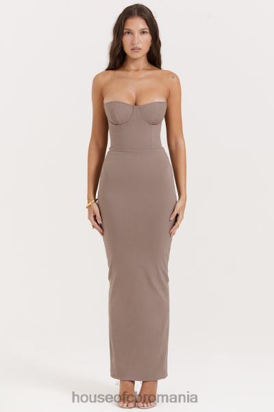 îmbrăcăminte House of CB rochie maxi corset fara bretele lucia taupe X4F68167