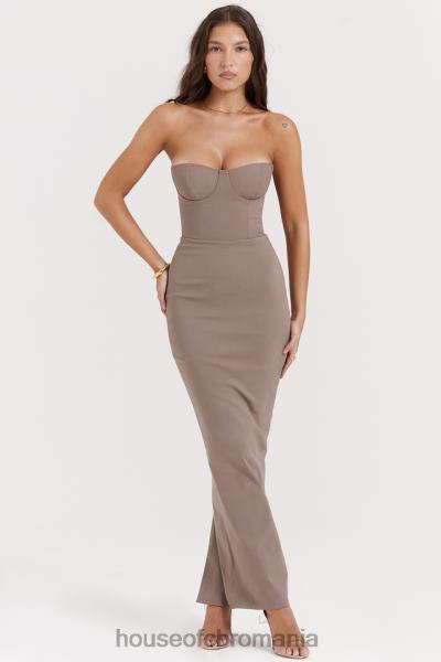 îmbrăcăminte House of CB rochie maxi corset fara bretele lucia taupe X4F68167