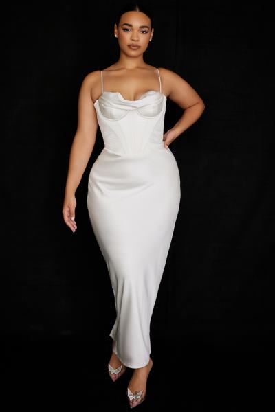 îmbrăcăminte House of CB rochie maxi corset ivory charmaine X4F68527