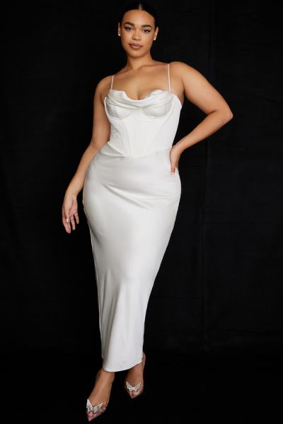 îmbrăcăminte House of CB rochie maxi corset ivory charmaine X4F68527