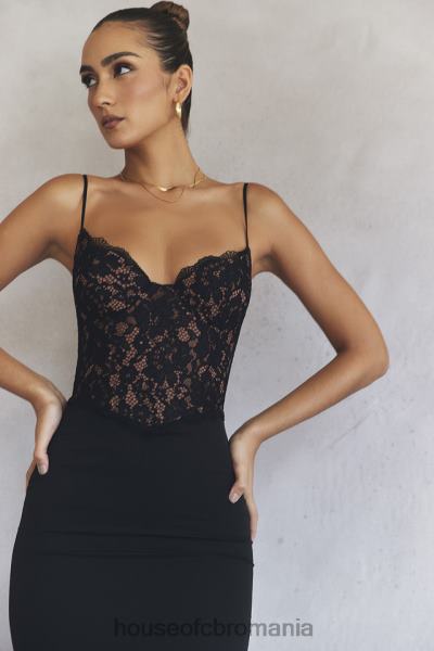 îmbrăcăminte House of CB rochie maxi corset negru cara X4F68382