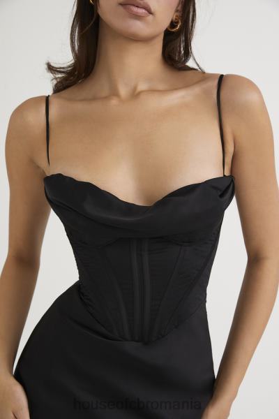 îmbrăcăminte House of CB rochie maxi corset negru charmaine X4F68474