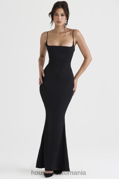 îmbrăcăminte House of CB rochie maxi corset negru din satin olivette X4F68386