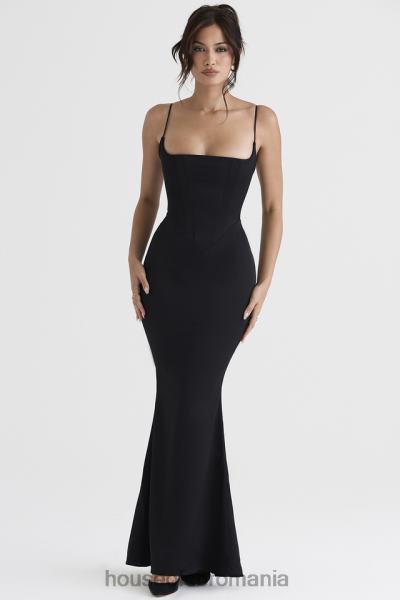 îmbrăcăminte House of CB rochie maxi corset negru din satin olivette X4F68386