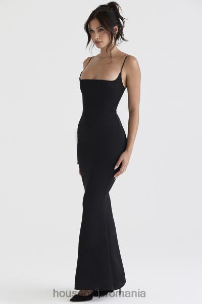 îmbrăcăminte House of CB rochie maxi corset negru din satin olivette X4F68386