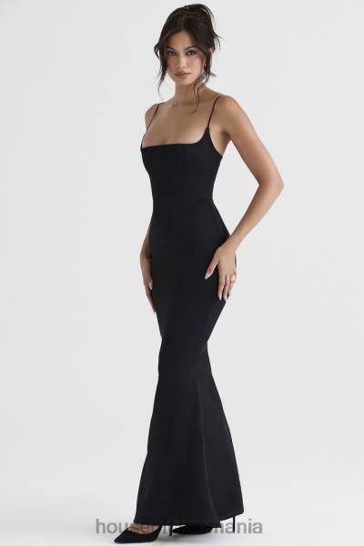 îmbrăcăminte House of CB rochie maxi corset negru din satin olivette X4F68386